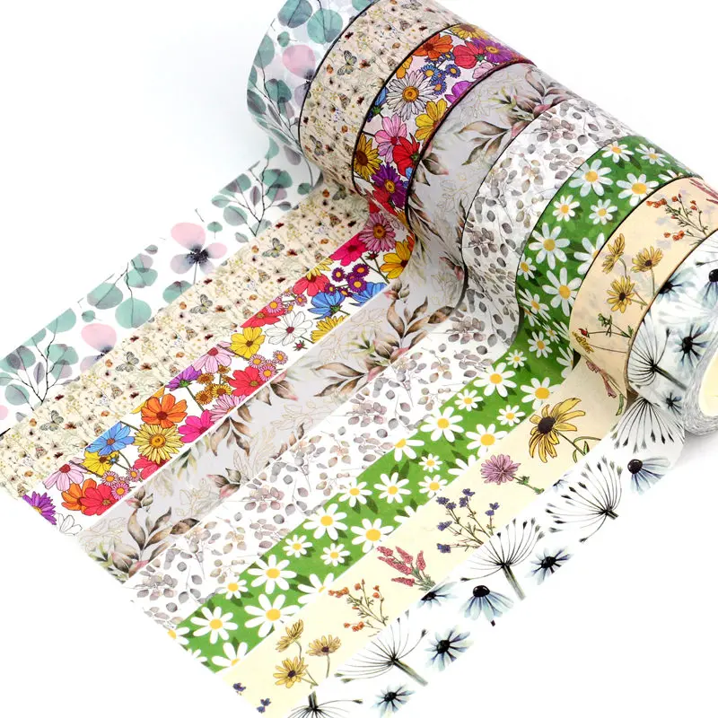NEW 1PC 10M Decor Floral Leaves Japanese Paper Washi Tape Set for Scrapbooking Adhesive Masking Tape Cute Journal Stationery 2