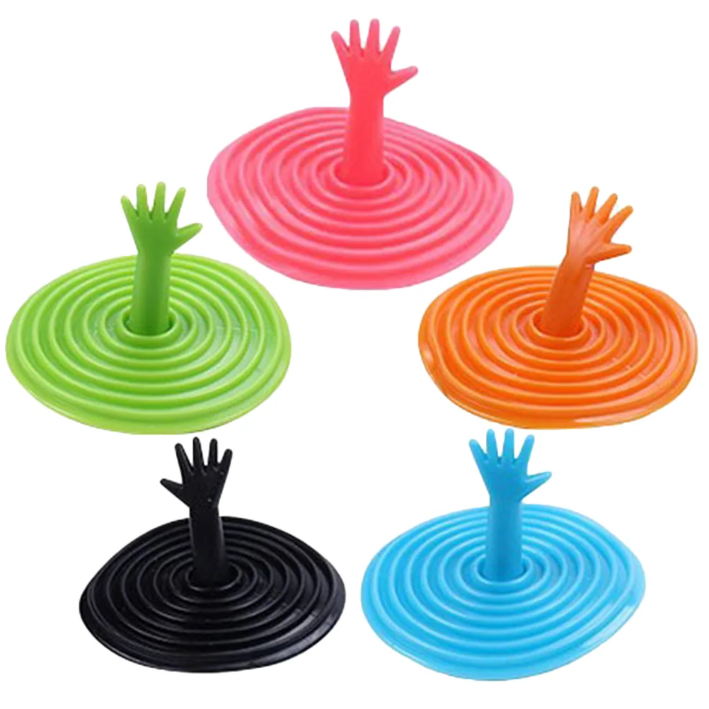 

5 Pcs Bath Tub Stoppers Kitchen Sink Small Palm Bathtub Plug Silica Gel Drain Cover