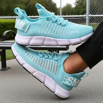 أحذية ركض شبكية أنيقة للرجال 2025 أحذية رياضية خفيفة الوزن قابلة للتنفس أحذية رياضية كاجوال برباط Tenis Para Hombre 5