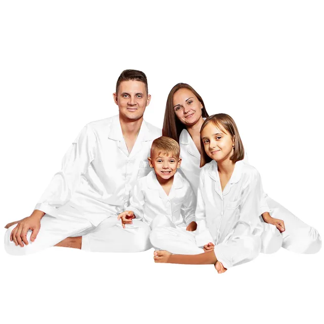 Turn-down Collar Family Matching Outfits Satin Silk Pajamas For Couples Child Girl Family Matching Sleepwear Nightwear Set 5