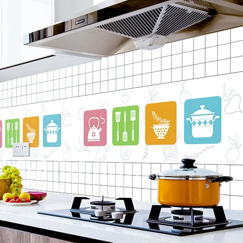 Oil-proof Kitchen Stove Sticker Self Adhesive Wallpapers Waterproof High Temperature Resistant Kitchen Decoration Contact Paper
