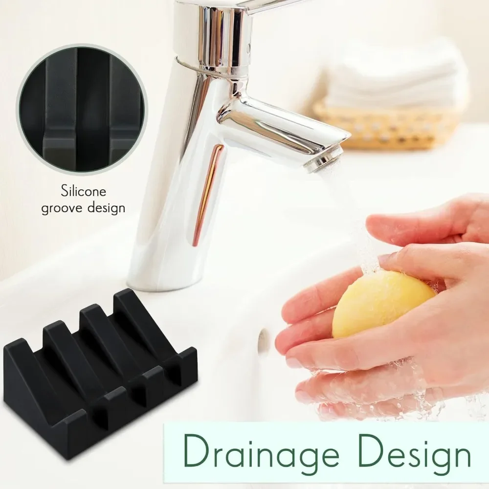 Silicone Self-Draining Soap Dishes Rectangular