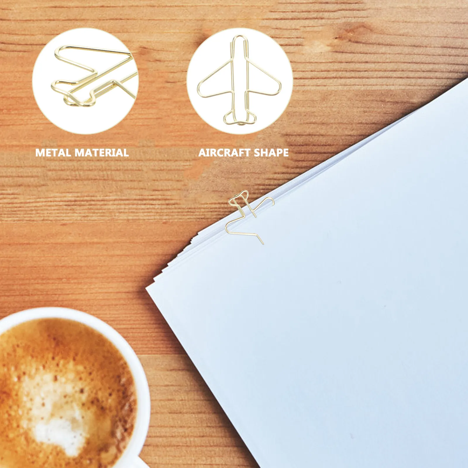 100Pcs 비행기 종이 클립 플래너 주최자 사무용품을위한 금 전기 도금 장식 금속 클립 웨딩 호의품