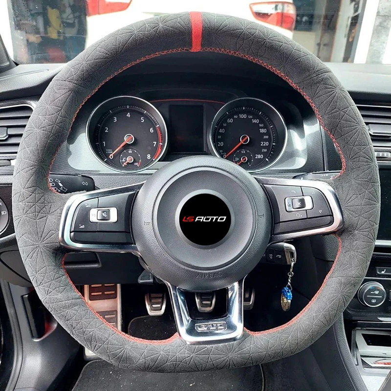Coprivolante 100% Real Alcantara Per Volkswagen Vw Golf Gti 7 Gtd Gte 7 R 7 Polo (R-Line) 2013-2021 Funda Volante