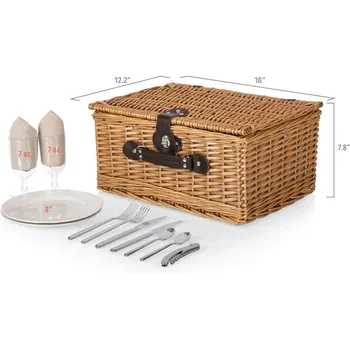 picnic time classic picnic basket for 2, romantic picnic for 2, wicker 5