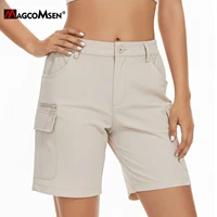 MAGCOMSEN Women's 7-inch Golf Shorts, Quick-drying Hiking Cargo Shorts Lightweight Waterproof Outdoor Shorts, 6 Zippered Pockets