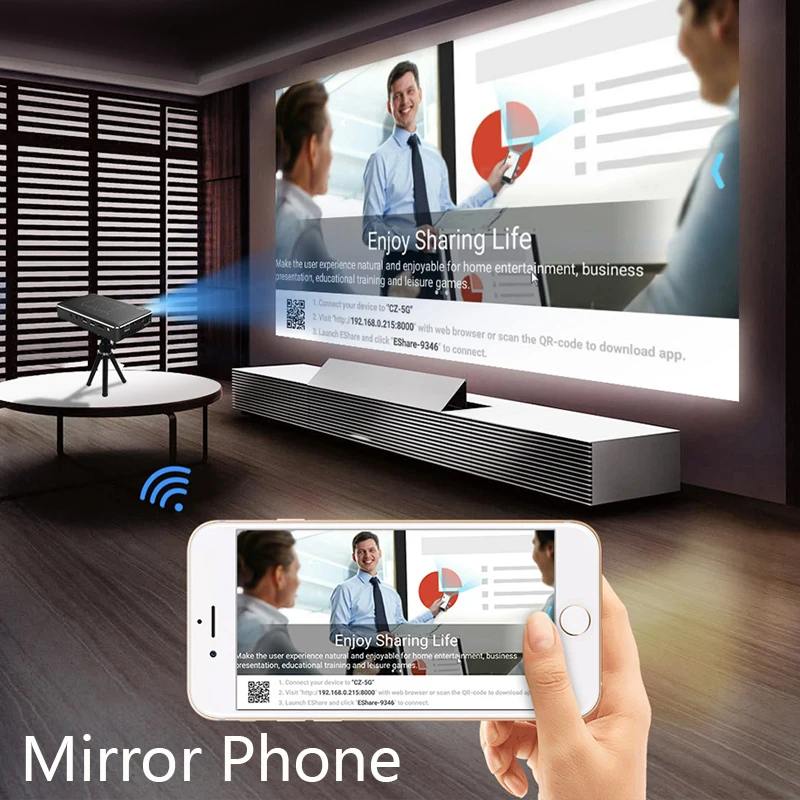 Portable Projector Mini Projector Video Projector Smartldea Mini 4K 3D projector android 9.0 Dual 2.4G 5G wifi BT4.1 smart proyector full hd 1080p video game Beamer SBS TNB 3D