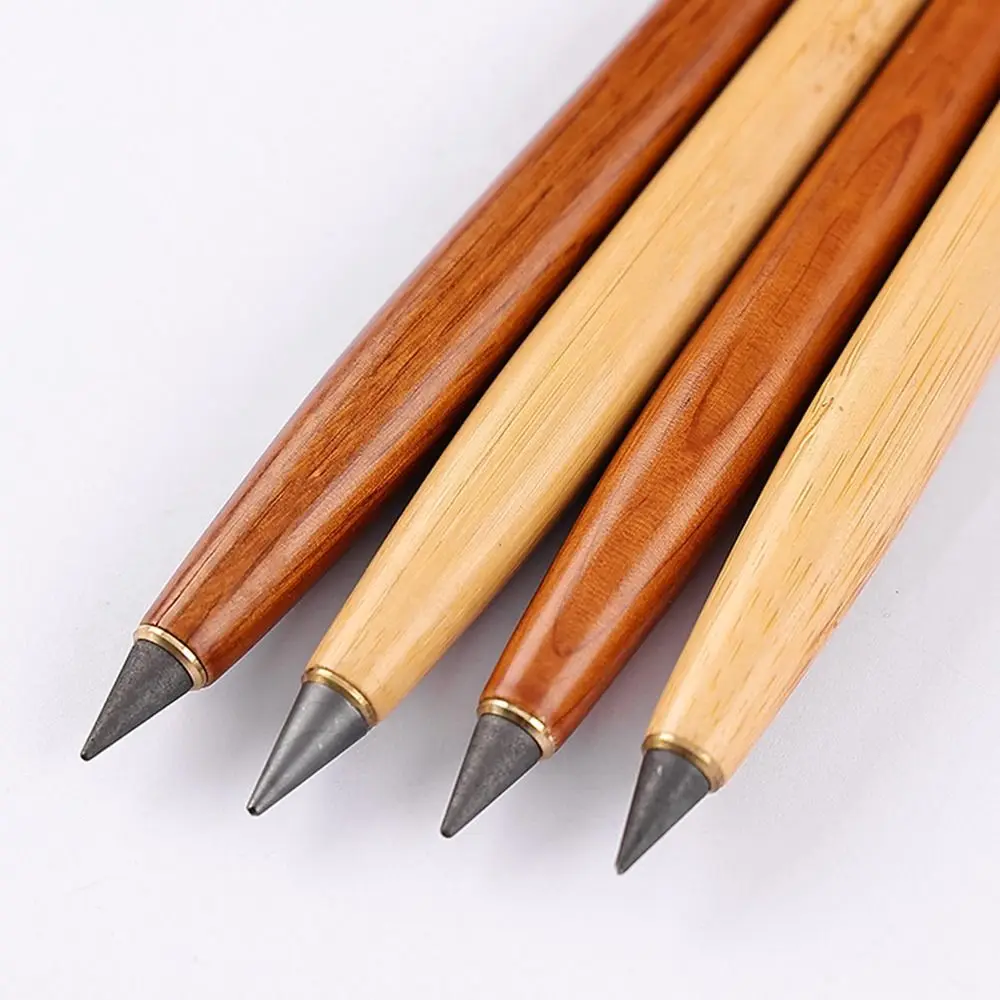 1pc Wooden Unlimited Writing Pencil New Technology No Ink Eternal Pencils Signature Pen Stationery Learning Office Supplies