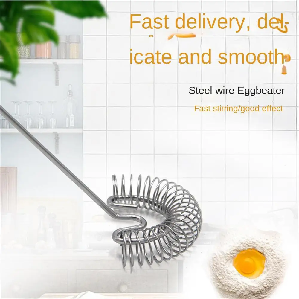 Description Picture 2 of itemHandheld Rotary Egg Whisk Stainless Steel Egg Stirring Tool Portable Baking Dough Cake Cream Mixer Whisk Stir Beater Mini Silver