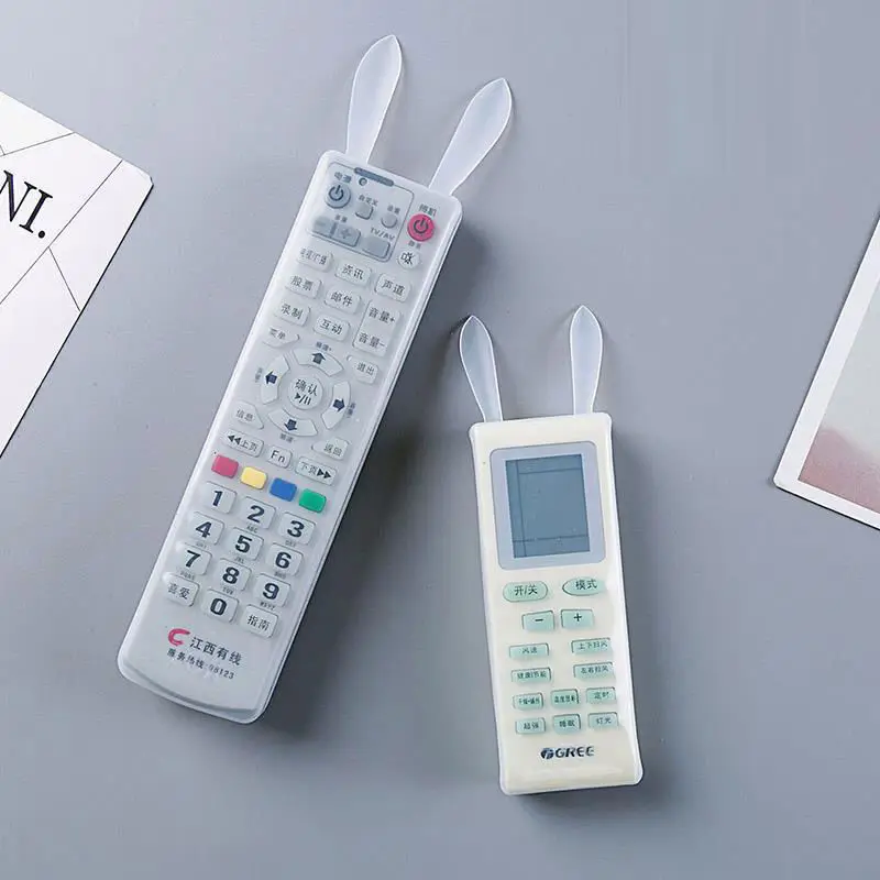 

Rabbit air conditioning TV remote control cover with dust cover and luminous transparent silicone remote control protective cove