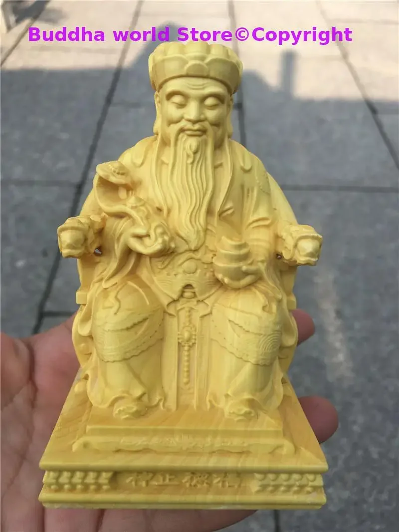Asia HOME OFFICE company SHOP CAR God of wealth TU DI GONG Buddha statue shop bring money GOOD luck CAI SHEN Wood carving