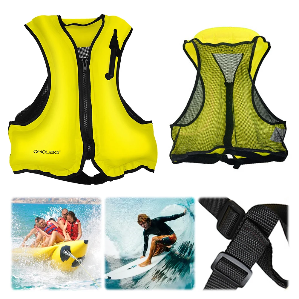 Neoprene Life Jacket Inflatable Snorkeling Vest For Men Women