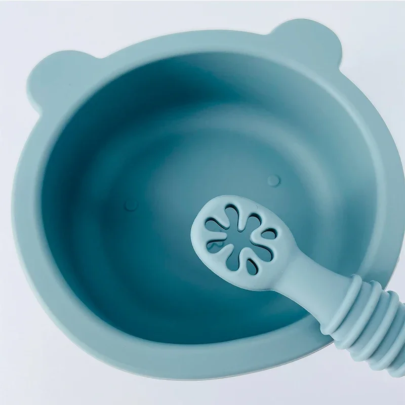 Silicone Feeding Spoon Cutlery Set Learning Spoons Fork Spoon Set Baby 1PCS Lovely Learning Spoons Utensils Set Adorable Toddler Tableware Teether Toys Feeding Scoop Training