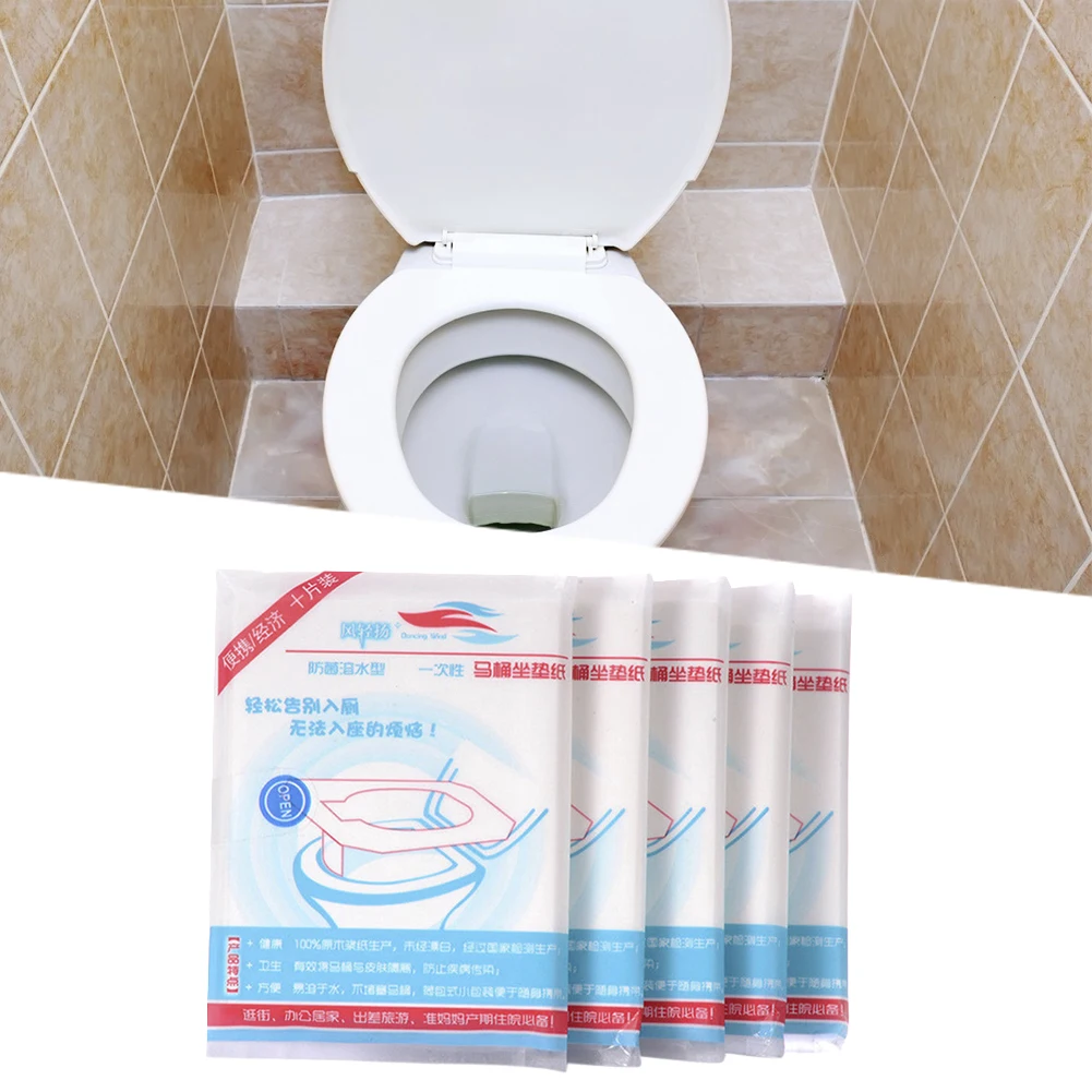 10pcs Portable Toilet Seat Pad for Home Travel Bathroom Disposable Paper Mat