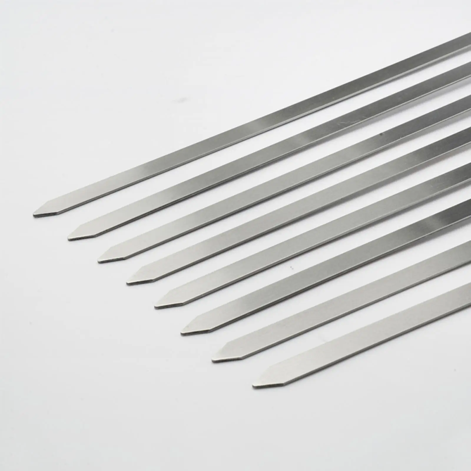 8x Metal Skewers for Grilling with Wooden Handle Outdoor Cooking Flat Long Shish Kebab Skewers for Prawn BBQ Chicken Grilling