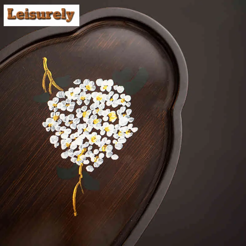 Hand-painted Bamboo Tea Tray Zen Dessert Candy Tray Coffee Storage Board Organizers Desk Dishes for Serving Teaset Accessories