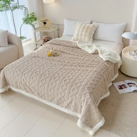 Soft Rhombus Plaid Blanket Thick Plush Wool Fleece Winter Warm Taffeta Blankets for Adults Kids Sofa Bed Cover Throw Bedspread 2