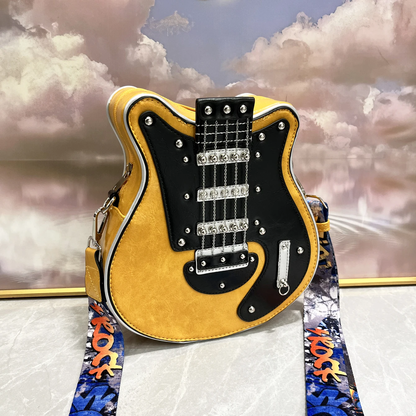 Luxury Leather Crossbody Handbag - Handmade Guitar Shape Purse for Women