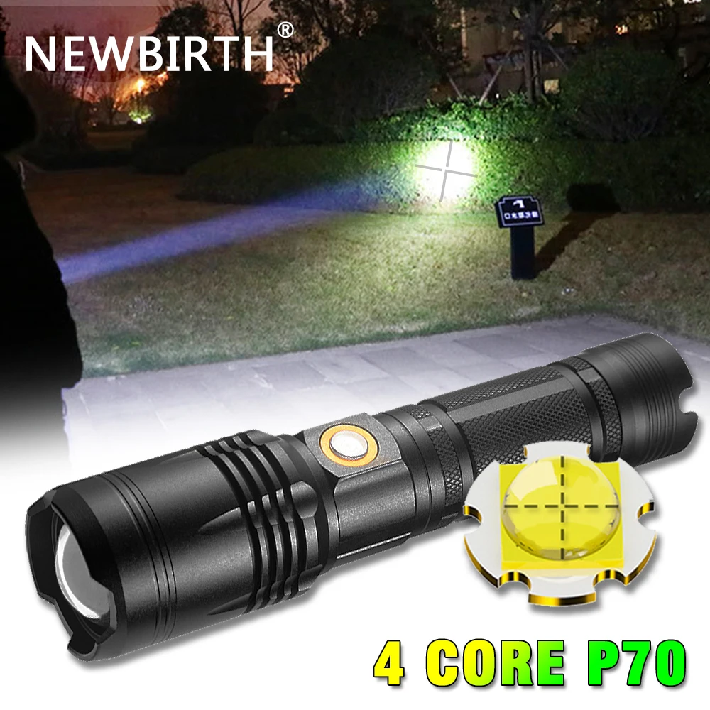 powerful led torch High Power Super Bright Led Flashlight P70 Camping Light USB Rechargeable Flashlight Waterproof Light 26650 Battery Flashlight brightest led torch