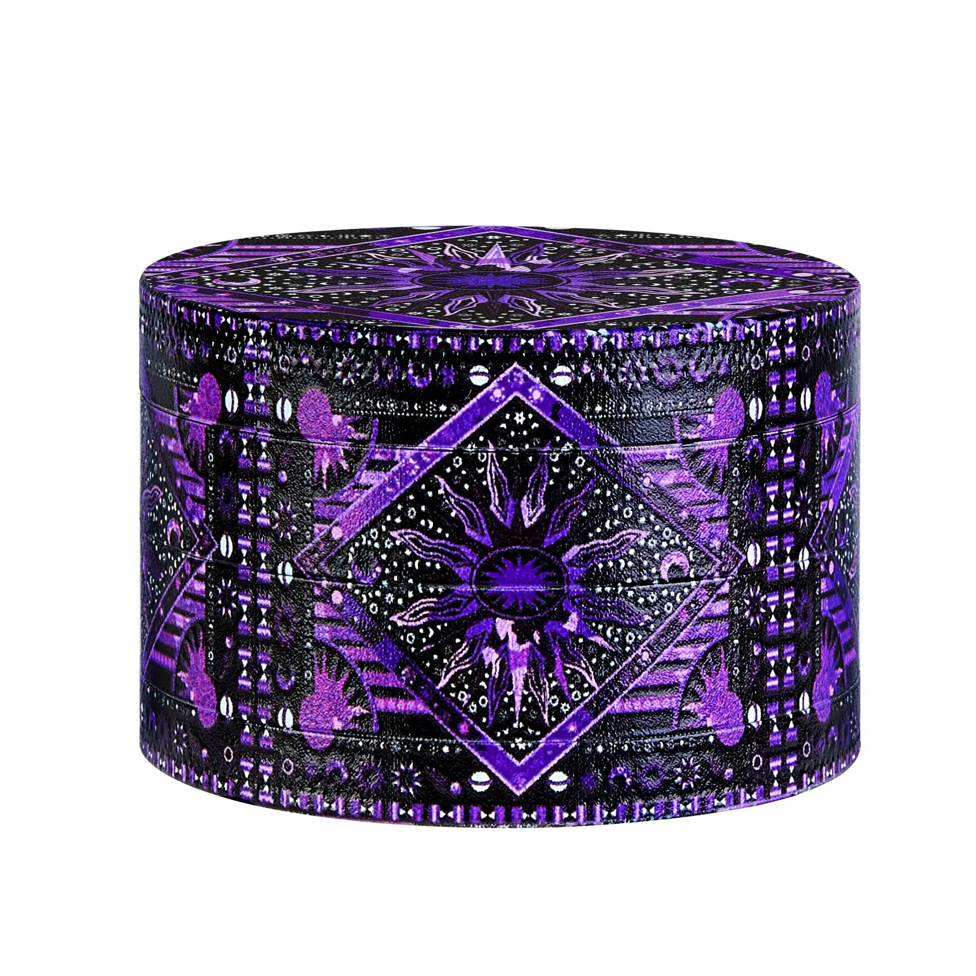 Psychedelic Celestial Sun Moon 4-layer Zinc Alloy Herb Grinder-50nn/5inch