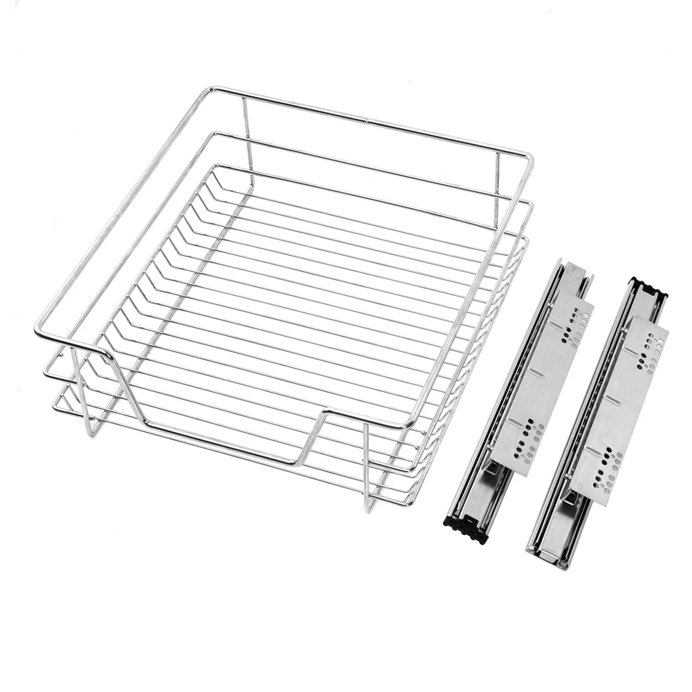 【Lifeideas】Metal Sliding Kitchen Cabinet Pull Out Wire Basket Organizer Sliding Drawer Storage for Inside Kitchen Cabinet