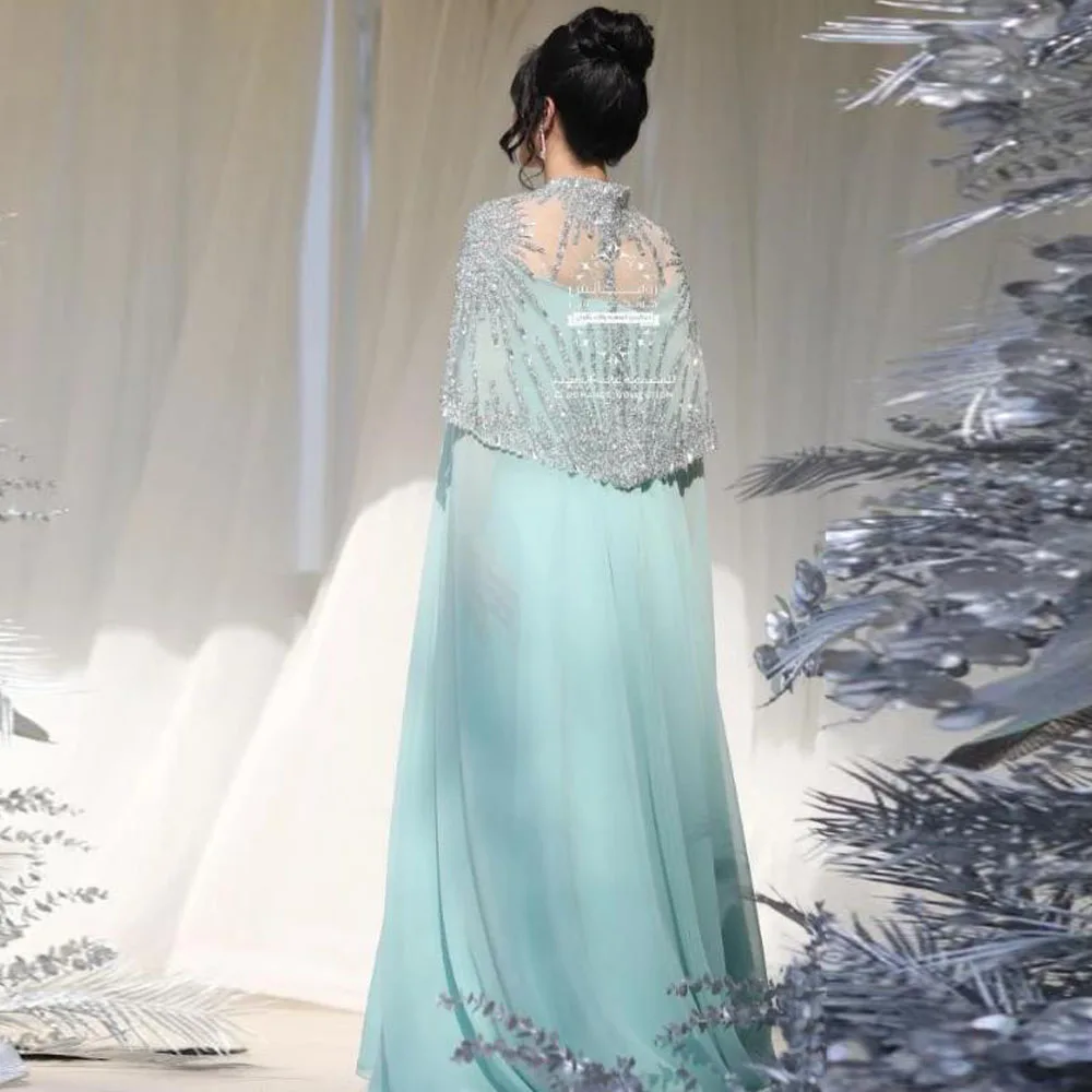 فساتين سهرة مطرزة بالخرز مع Shalw Crystal Cape Dub...