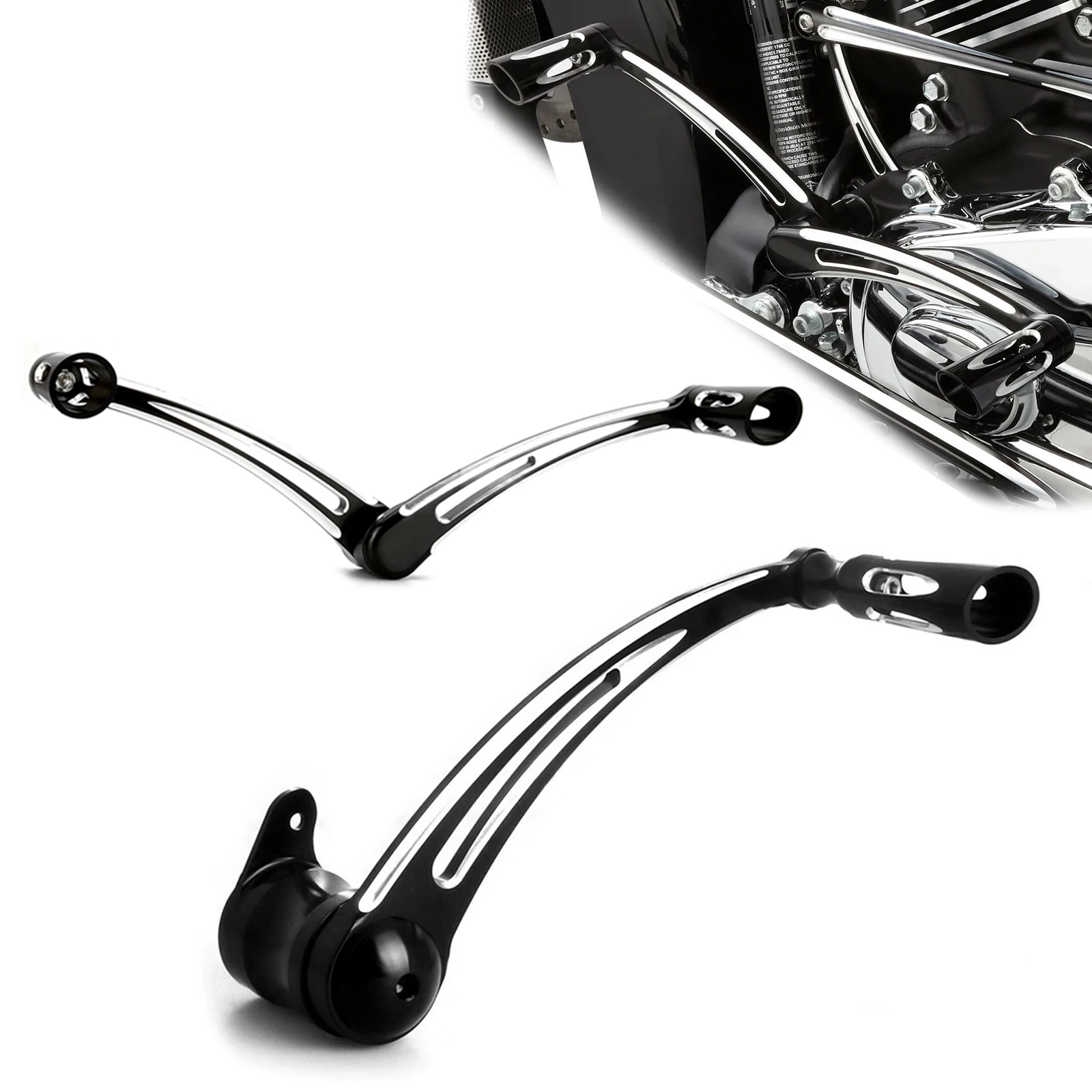 

For harley road king black brake arm shifter levers edge cut flhr Electra Glide FLHT FLTR Street Glide FLHX 1997-up