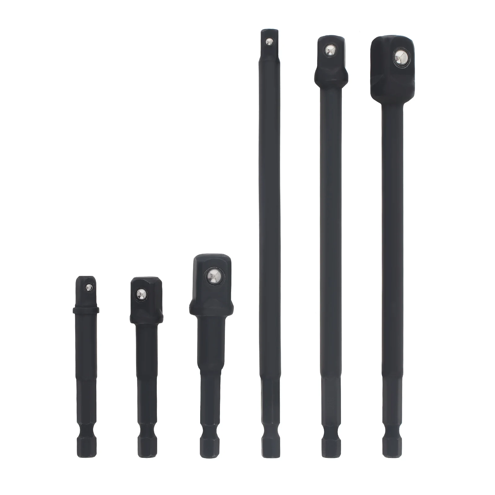 임팩트 등급 소켓 어댑터 세트, 육각 섕크 파워 드릴 소켓 드라이버 어댑터, 3 인치, 6 인치, 1/4 인치, 3/8 인치, 1/2 인치, 세트당 6 개