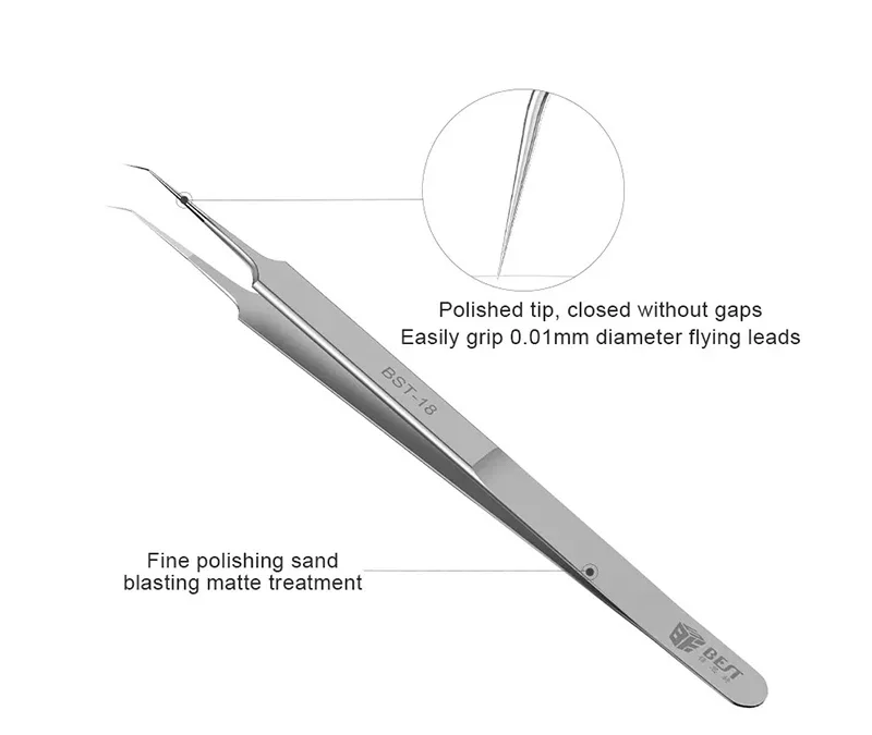 BST BST-18 BST-19 Ultra Precision Tweezers Fly Wire Clamping With Fine Tip Supper Sharp Needle BGA Motherboard Welding Forceps