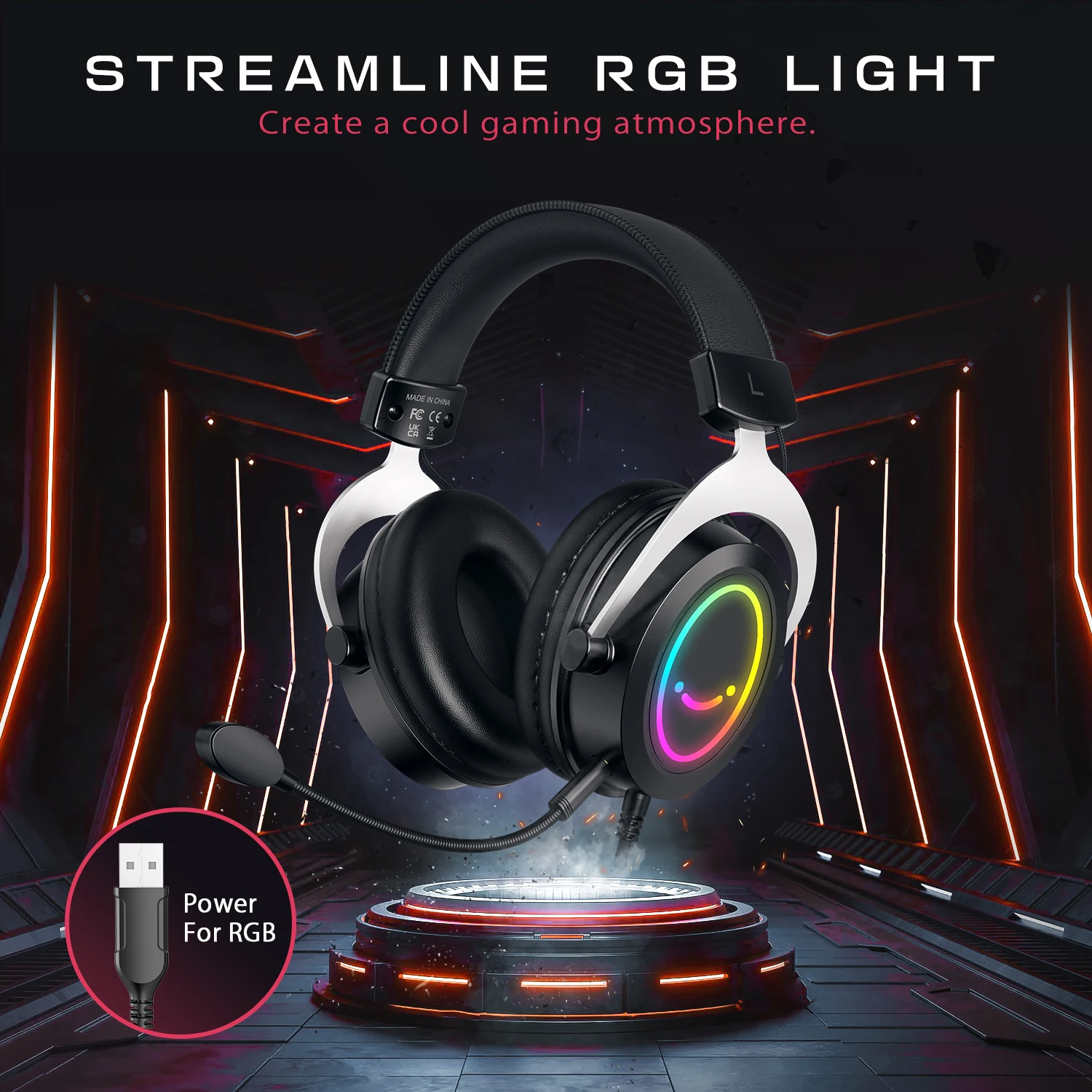 Fone De Ouvido Para Jogos Fifine RGB Dynamic Com Microfone Fones