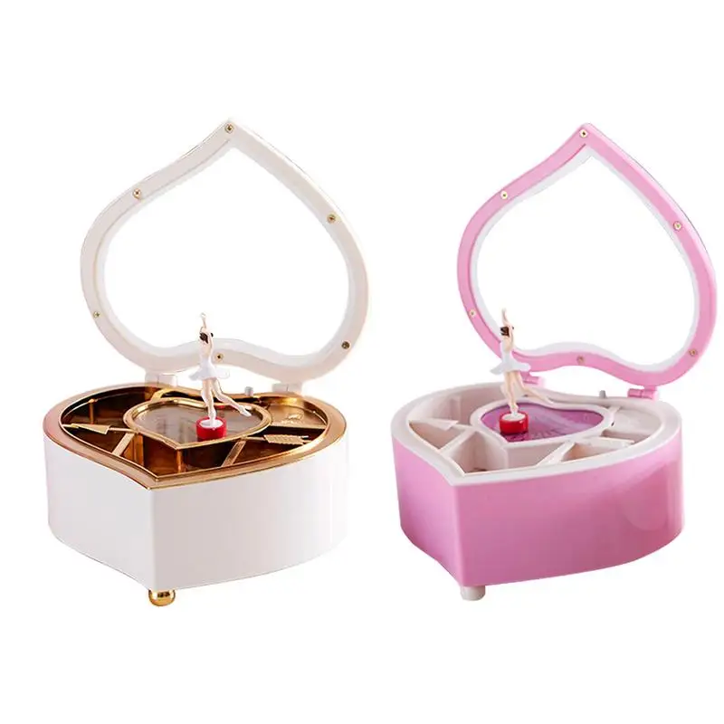 

Music Box Heart Shaped Dance Ballet Girl Music Jewelry Box Pink Beautiful Ballet Dancer Doll Music Box For Kids Funny Gifts