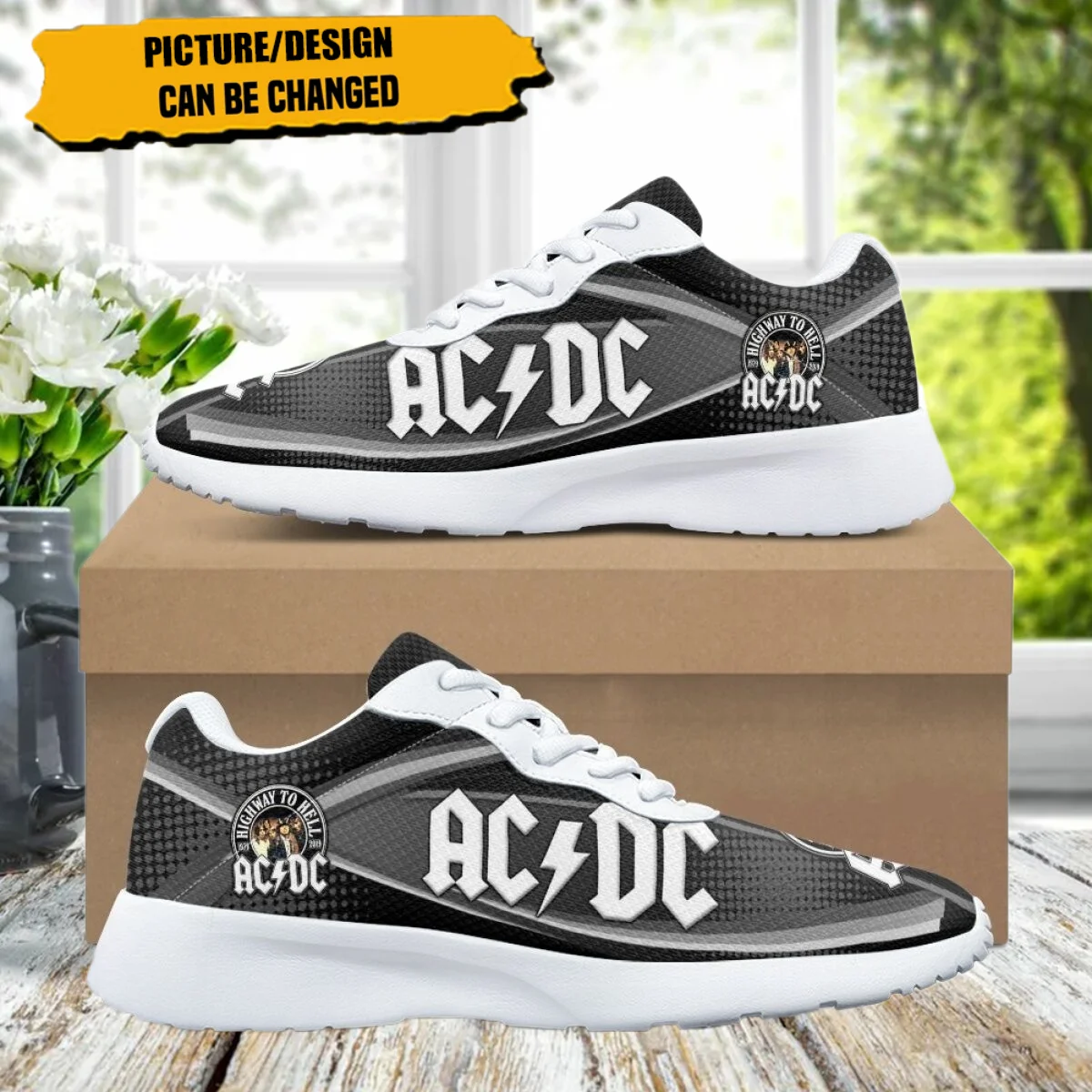 AC Rock Band Pattern Brand Design for Women Casual Fitness Shoes Comfort Shock Absorbing Non-slip Ladies Sneakers for Outdoor