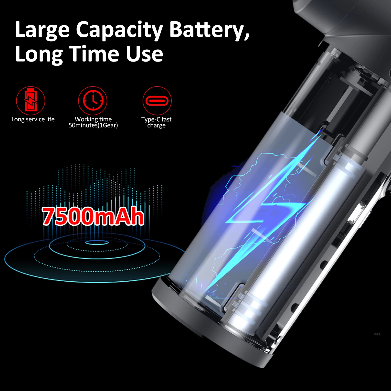100W Cordless Air Blower Compressed Air Duster Cleaner With Emergency Light 7500mAh Electric Inflator Cleaning Tool Dust Blower 5