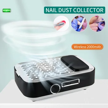 필터 포함 고출력 충전식 네일 집진기, 매니큐어 네일 먼지 진공 청소기, 2000mAh 배터리, 80W