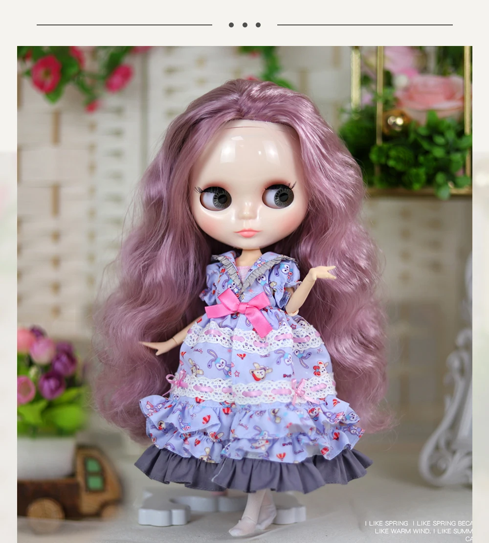 Neo Blythe Doll Vintage Floral Dress with Stockings 1