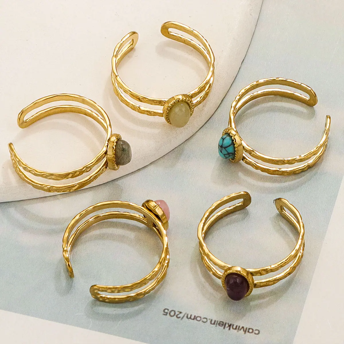 Turquoise Irregular Adjustable Rings - Trendy Fashion Jewelry