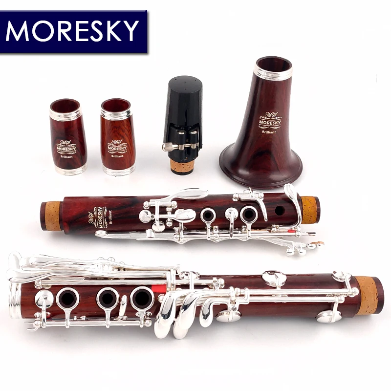 MORESKY Cocobolo Wood Professional Clarinet Bb Silver Plated Keys Sib Klarnet
