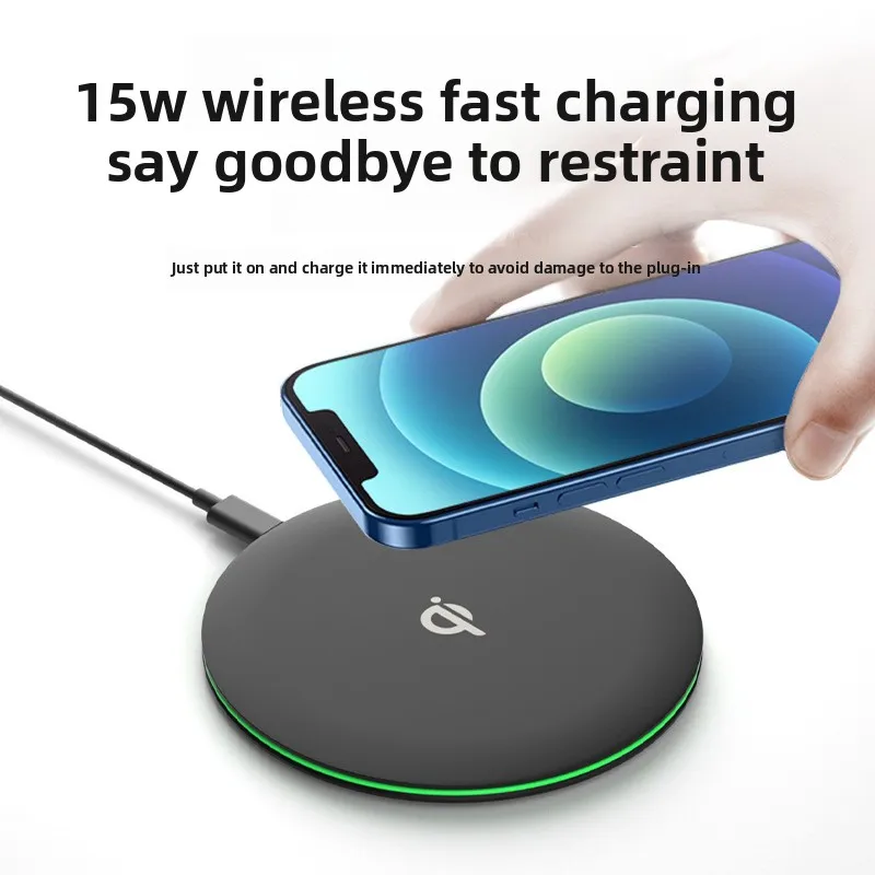 Ultra-Thin round 15W Wireless Phone Charging Pad Fast Induction Charger Universal Countertop Gift for Smartphones