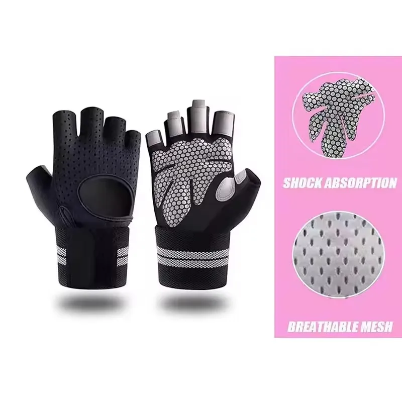 Unisex Half Finger Cycling Gloves Anti-Slip Breathable Gym Exercise Wristband Cycling Accessories for Men And Women