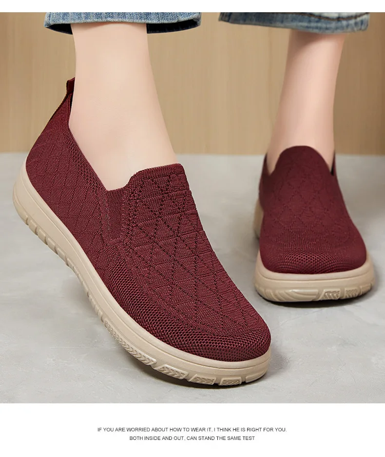 Women's Comfortable Flat Bottom Slip-On Casual Shoes Soft Sole Lightweight Breathable Quick-Drying round Toe Summer Shoes2026