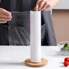 Kitchen Wooden Roll Paper Towel Holder Bathroom Tissue Vertical Stand Disposable Paper Pot Kitchen Toilet Storage Accessories 4