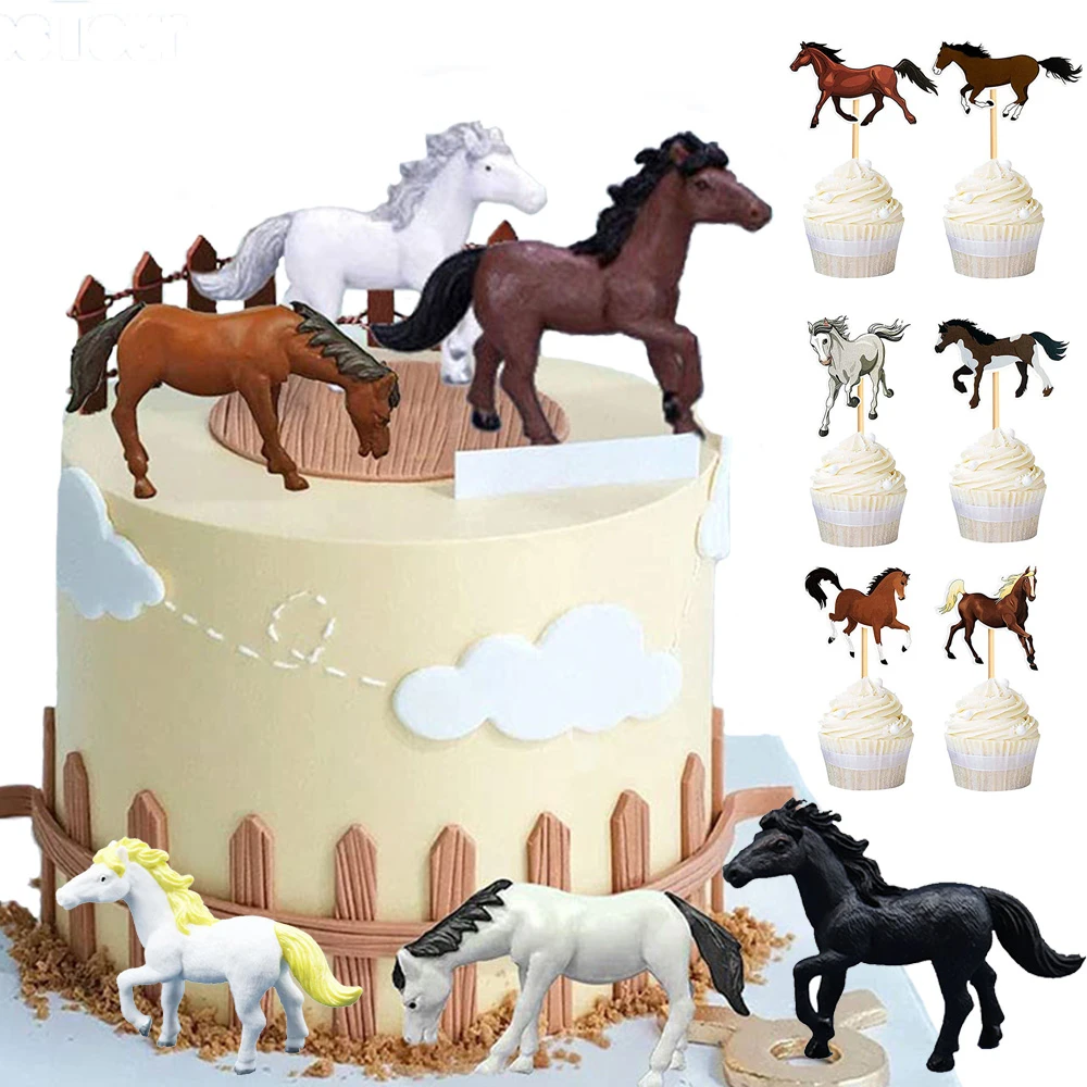 Minder Sada Verdorde Paard Cake Decoratie Plastic Paard Realistische Speelgoed Pony Cijfers Lopen  Dier Mini Schuur Speelgoed Kids Cowboy Verjaardagsfeestje Leveranties| | -  AliExpress