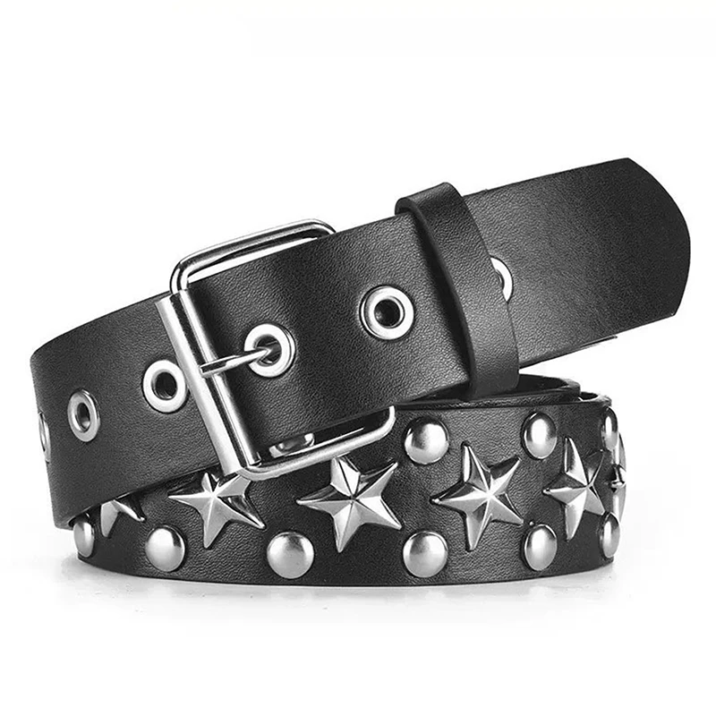 Rivet Decorative Belt Black Spice Girl Punk Unisex Personality Accessories Men And Women Jeans Belt Fashion Leather Gifts