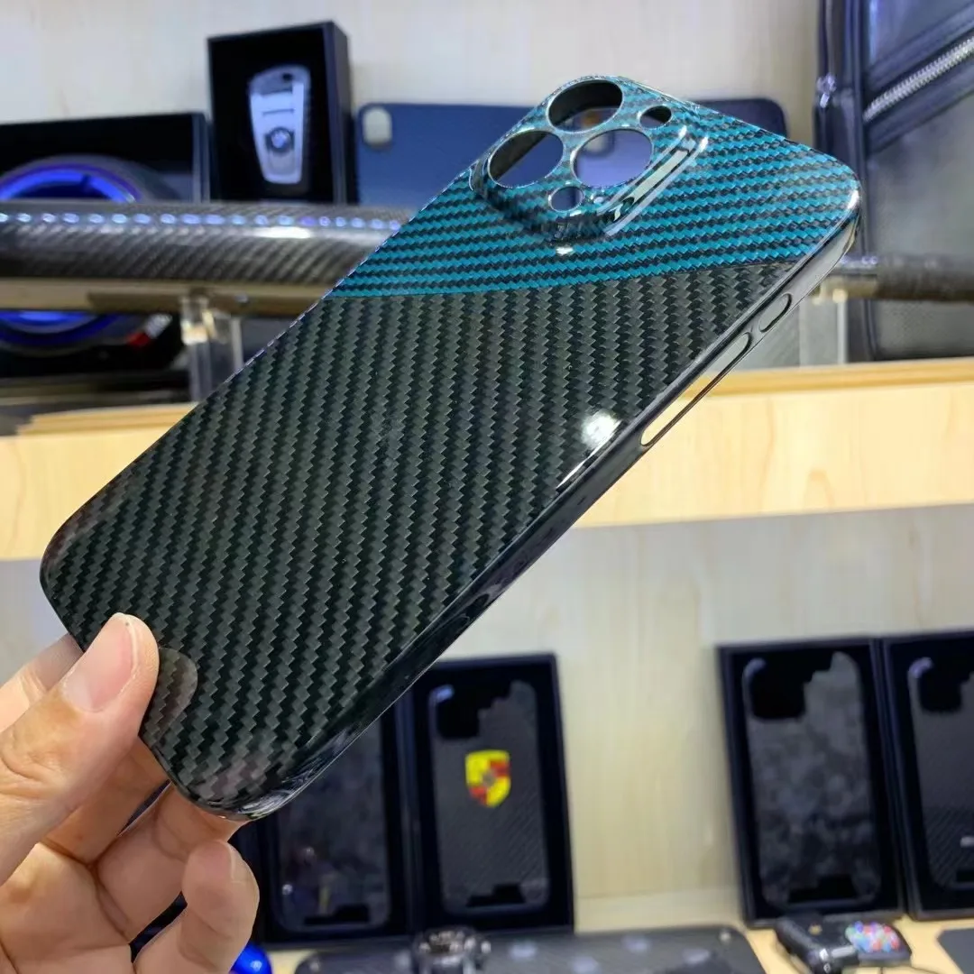 Telefone de Fibra de Carbono Real Puro para Iphone 13 Pro Max Drop-resistant Ultra-fino Iphone 13 Mini Preto Brilhante Capa de Proteção Case de - Image 3