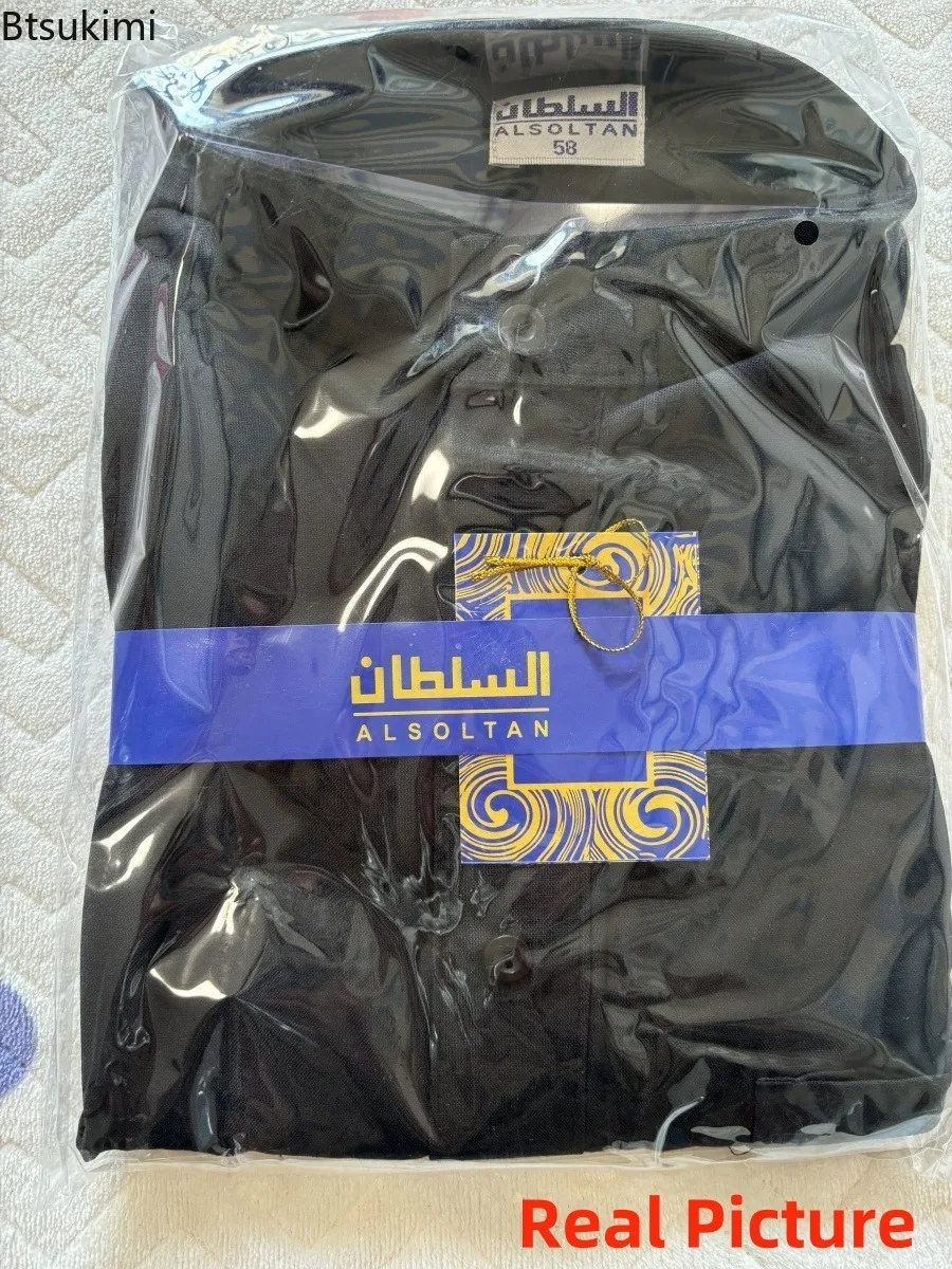 جديد مسلم الشرق الأوسط الرجال كم طويل العربية طاقم الرقبة الإسلامية بلون قفطان ماكسي دبي طويل جوبا ثوب عباية الملابس