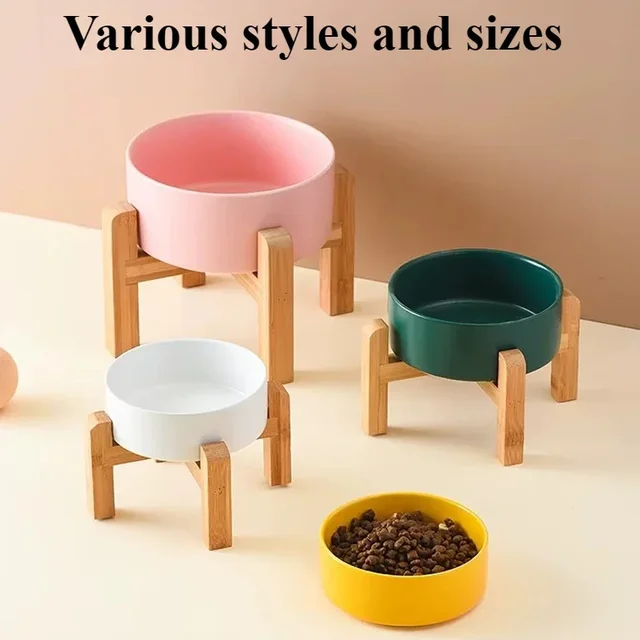 Big Dogs Bowl Thick Ceramic Pet Food Water Feeders Small Medium Large Dog Feeding Supplies Splash Proof with Wooden Stand Pet용품 5