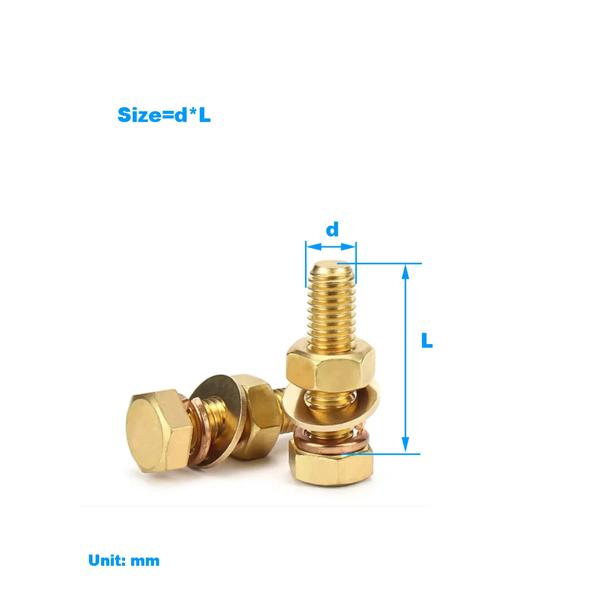 

Brass Outer Hexagon Bolt Set/Copper Outer Hexagon Screw And Nut Combination With Flat Washer And Spring Washer M4M5M6M8M10M12