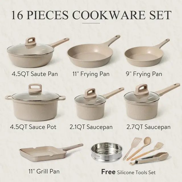 Nonstick Pots and Pans Set – Stackable 4