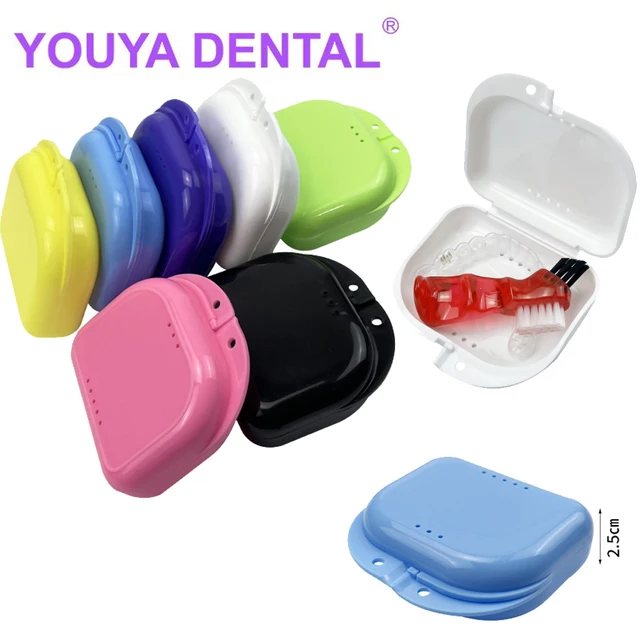 5Pcs Dental Retainer Mouth Guard Case Orthodontic Denture Brace Storage Holder with Air Vent Hole False Teeth Container Box