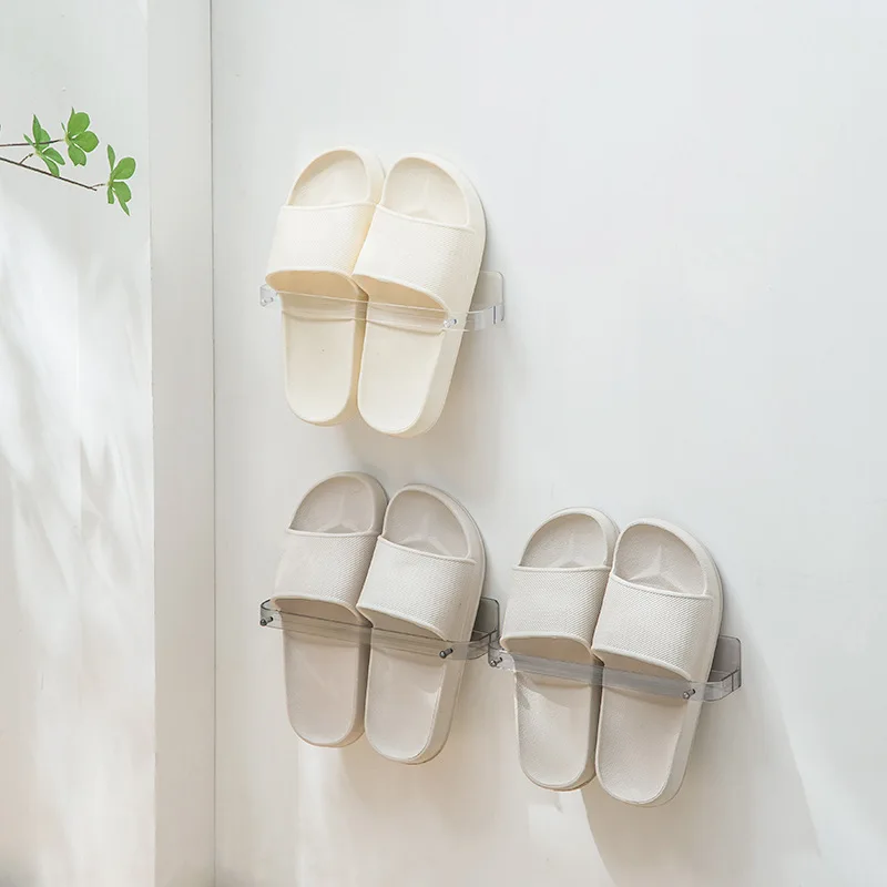 Wall-mounted Bathroom Slipper Organizer Storage Rack Save Space Slippers Rack for Bathroom Accessories #3296 2